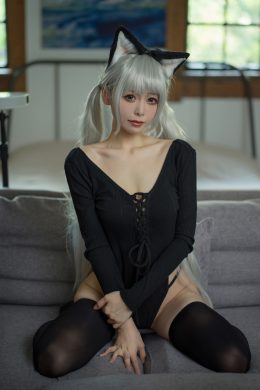 Cosplay 樱岛嗷一 黑猫针织衫连体衣 Set.01